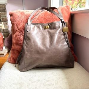 Margot Taupe Leather Satchel Shoulder Handbag NWT